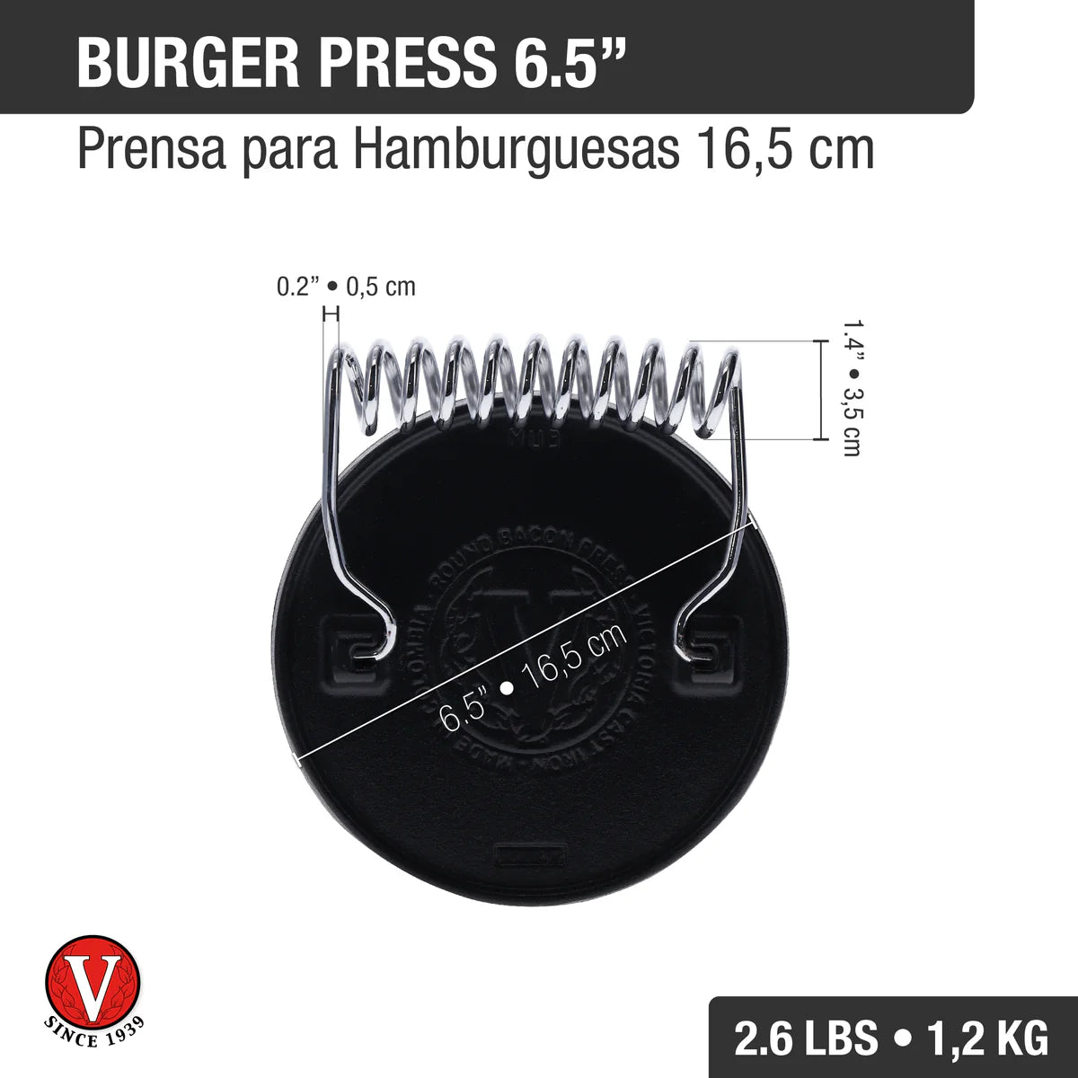 Victoria Round Cast Iron Meat Press with A Wire Handle Barbecue grill online shopping