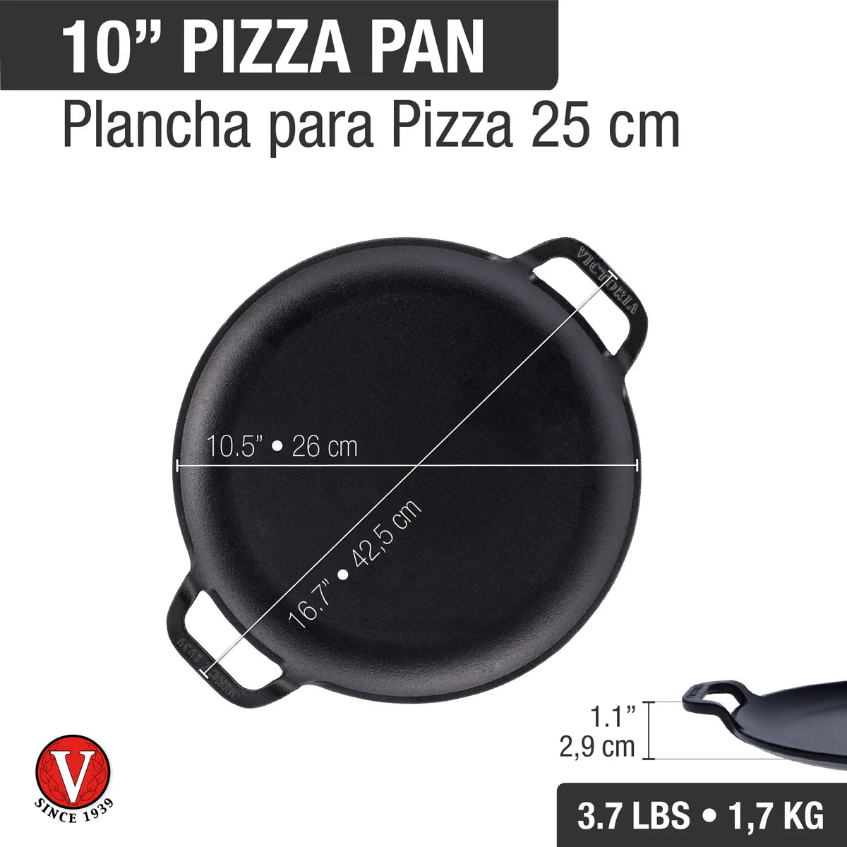 Victoria 10'' Cast Iron Comal and Pizza Pan with Dual Loop Handles Barbecue grill online shopping