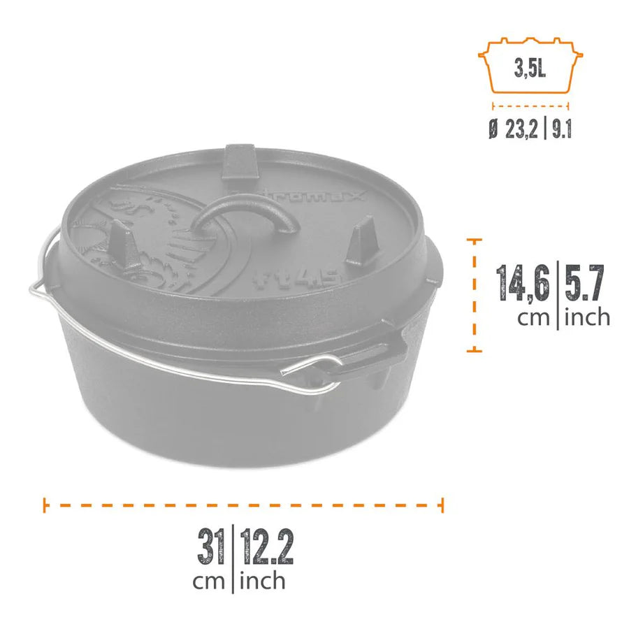 Petromax 3.5L Cast Iron Dutch Oven and 1L Lid Barbecue grill online shopping