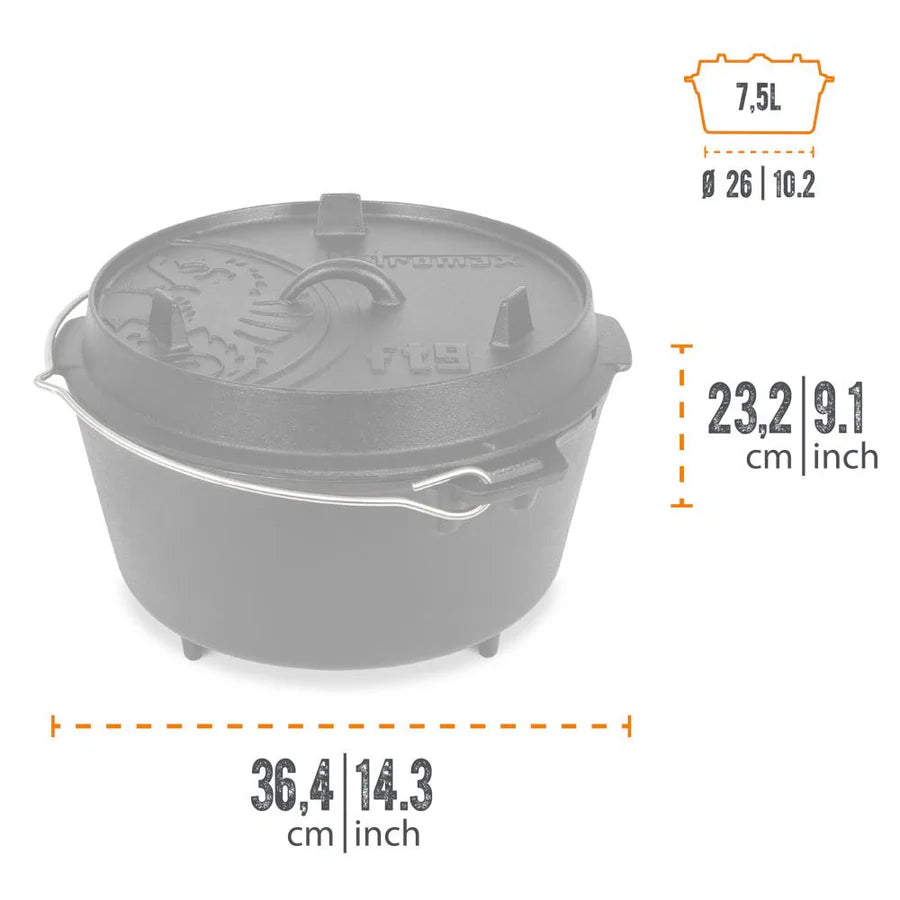 Petromax 7.5L Cast Iron Dutch Oven and 1.5L Lid Barbecue grill online shopping