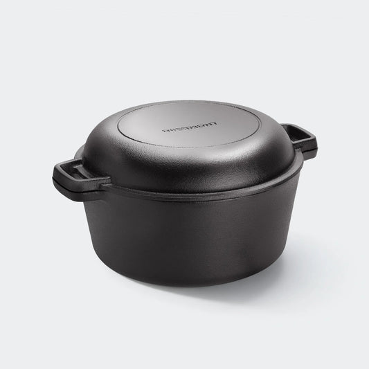 Overmont 2 in 1 Cast Iron Dutch Oven with Skillet Lid Barbecue grill online shopping