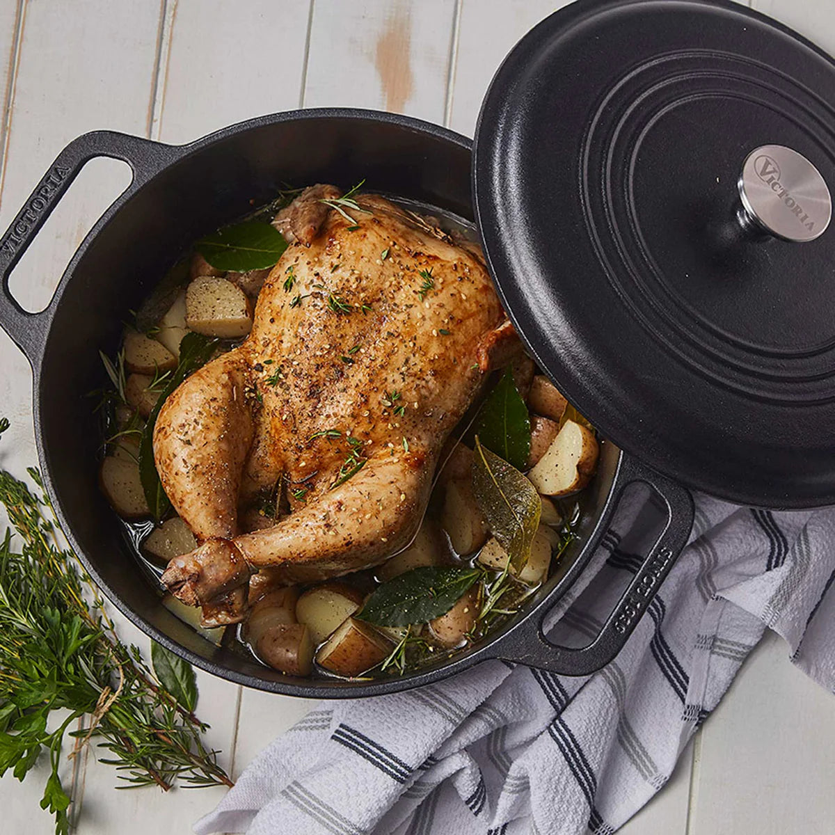 Victoria 6 qt. Cast Iron Dutch Oven with Lid Barbecue grill online shopping