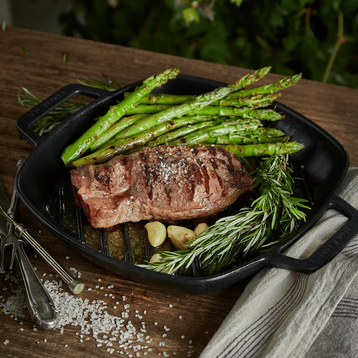 Victoria 10'' Cast Iron Square Grill Pan with Double Loop Handles Barbecue grill online shopping