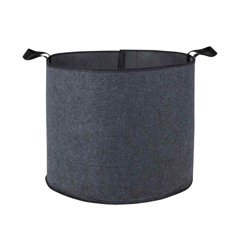 Felt plant grow bags with irrigation line holders.