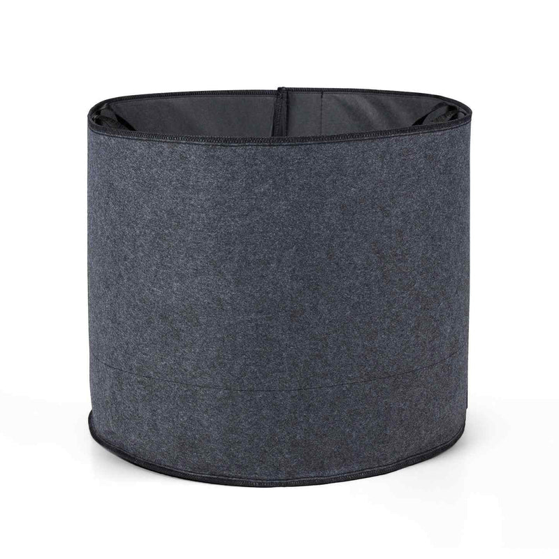 Felt plant grow bags with irrigation line holders.