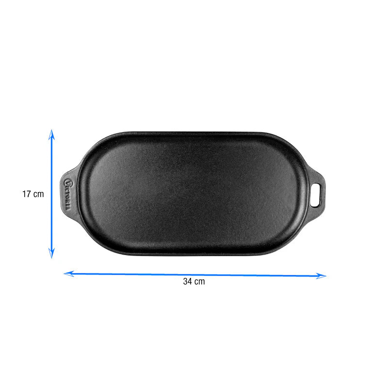 Victoria 13.5'' Cast Iron Rectangular Sizzle Pan and Serving Plate Barbecue grill online shopping
