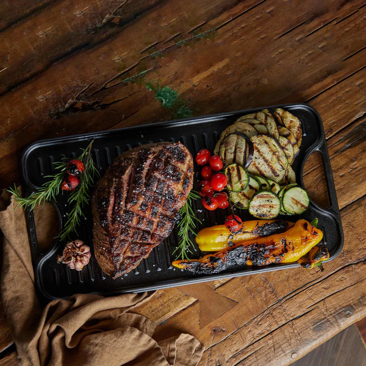 Victoria 18.5'' x 10'' Rectangular Cast Iron Reversible Griddle Barbecue grill online shopping