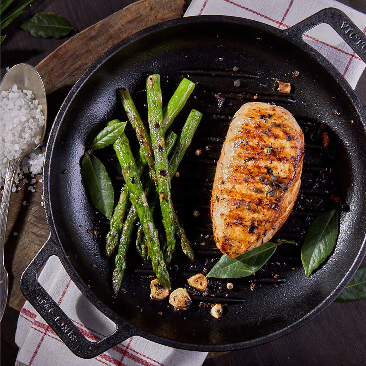 Victoria 10'' Cast Iron Round Grill Pan with Double Loop Handles Barbecue grill online shopping