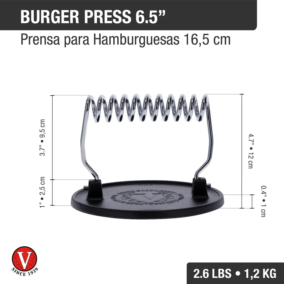 Victoria Round Cast Iron Meat Press with A Wire Handle Barbecue grill online shopping