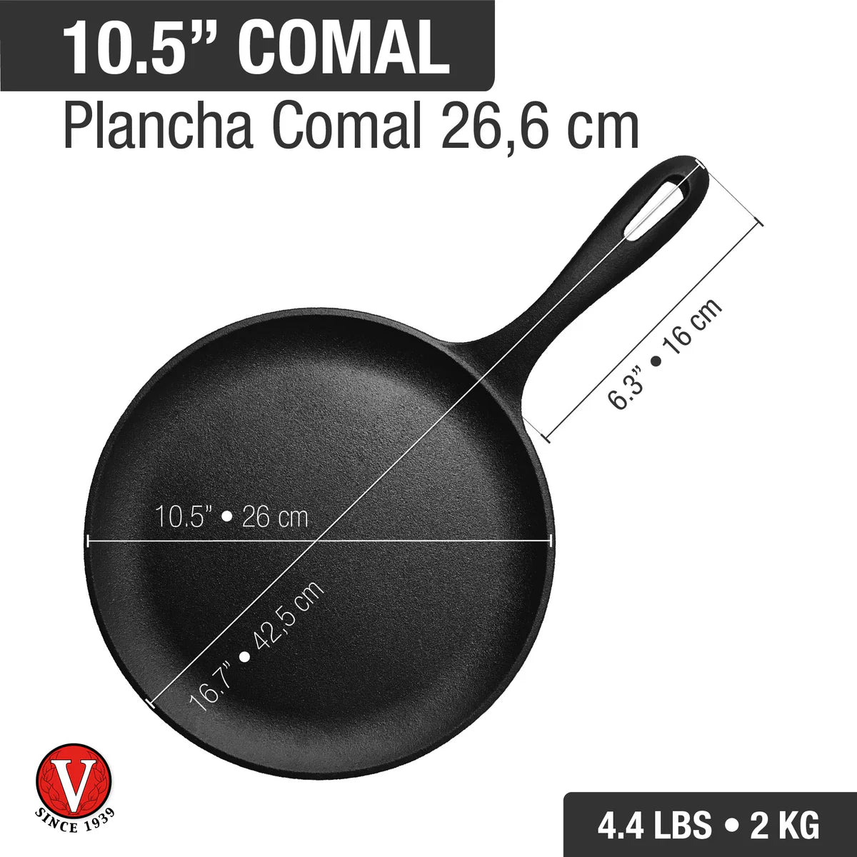 Victoria 10.5'' Cast Iron Comal Griddle and Crepe Pan Barbecue grill online shopping