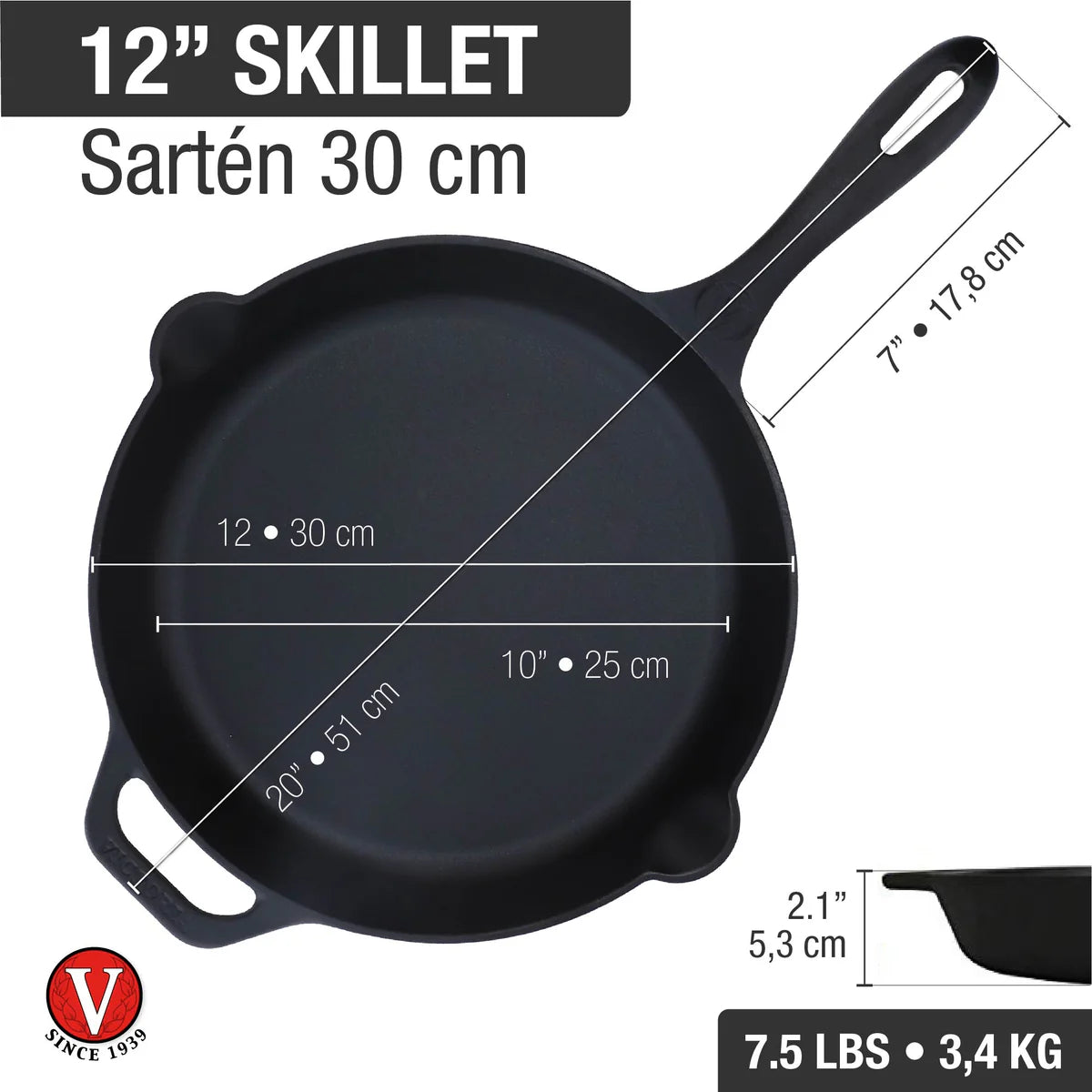 Victoria 12'' Cast Iron Skillet Barbecue grill online shopping