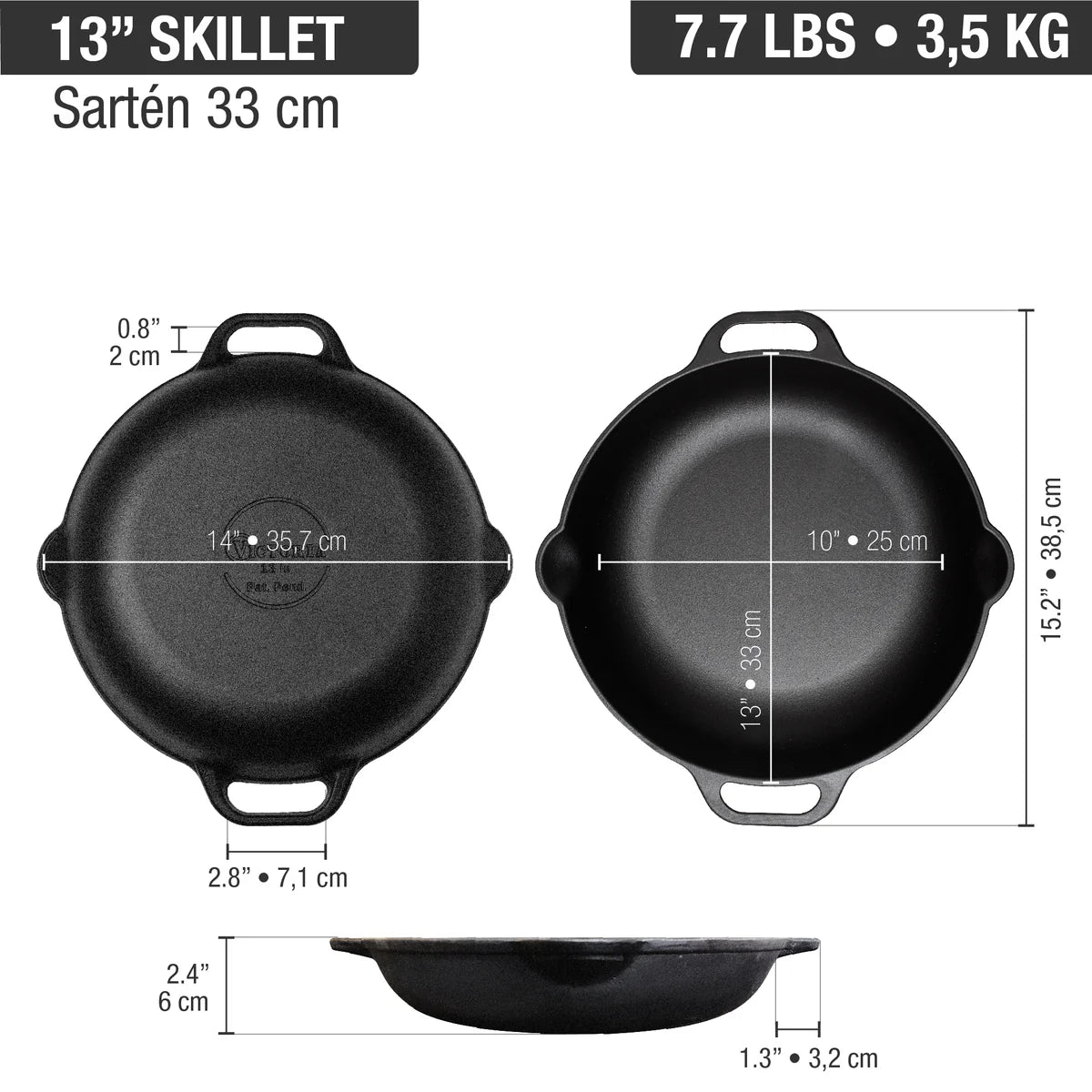 Victoria 13'' Cast Iron Skillet with Loop Handles Barbecue grill online shopping