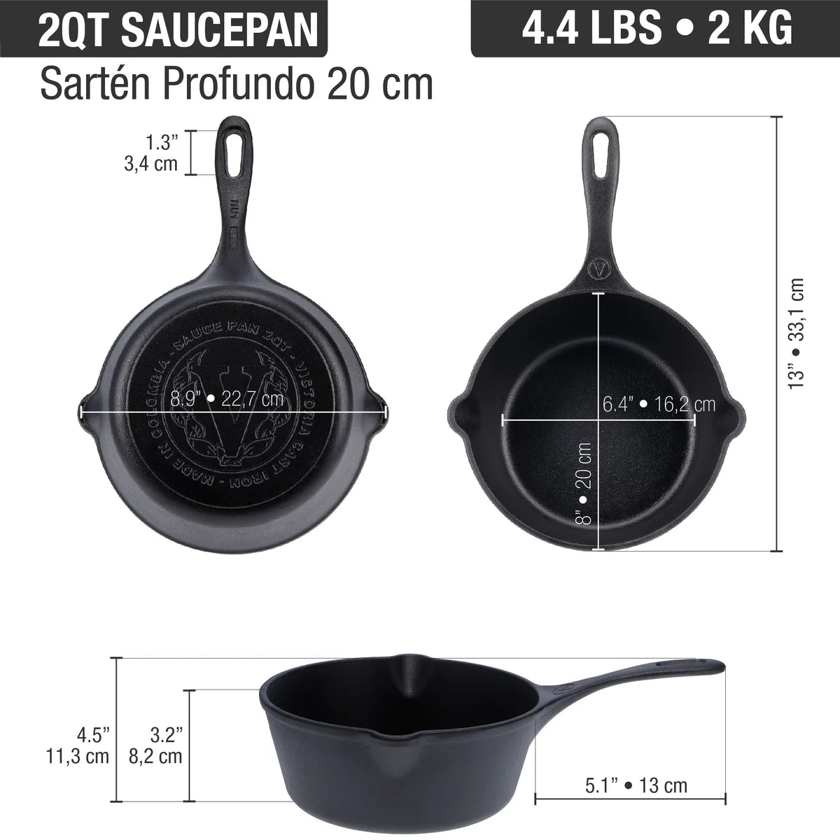 Victoria 2 qt. Cast Iron Saucepan Barbecue grill online shopping
