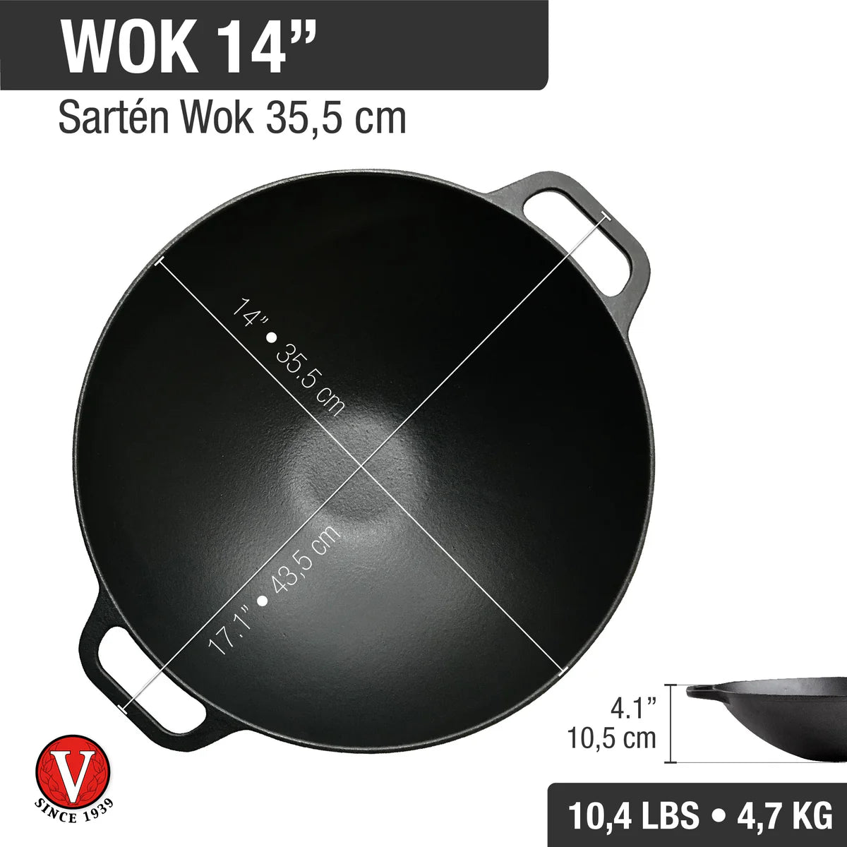 Victoria 14'' Cast Iron Wok Barbecue grill online shopping