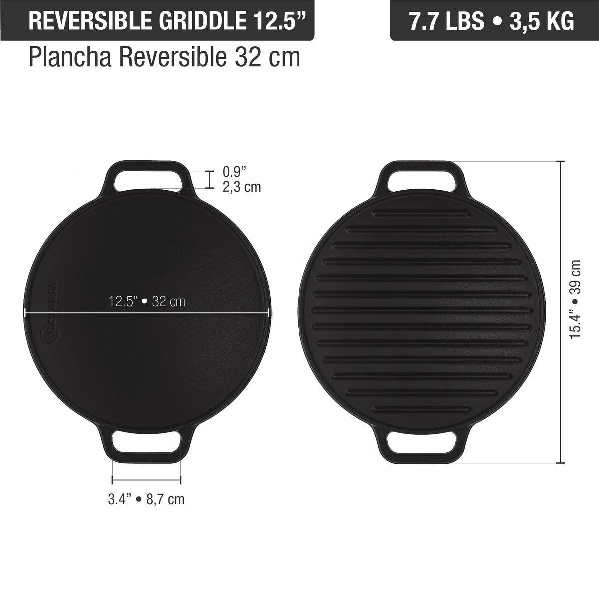 Victoria 12.5'' Round Cast Iron Reversible Grill and Griddle Barbecue grill online shopping