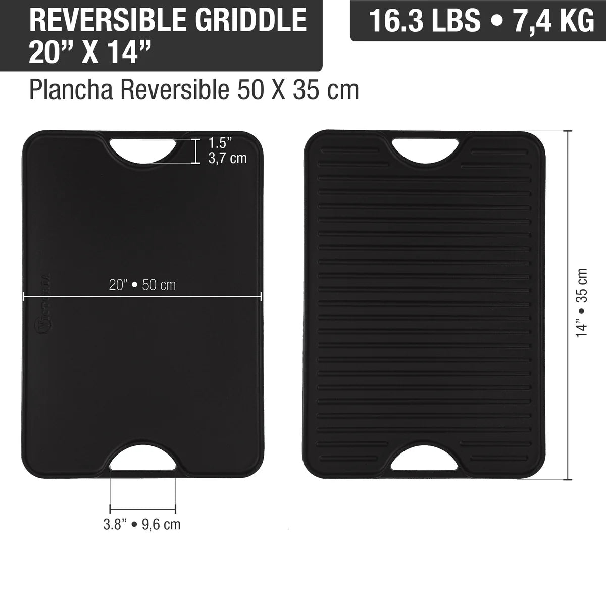 Victoria 20'' x 14'' Extra Large Rectangular Cast Iron Reversible Griddle Barbecue grill online shopping