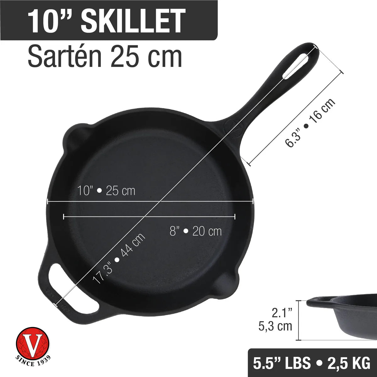 Victoria 10'' Cast Iron Skillet Barbecue grill online shopping