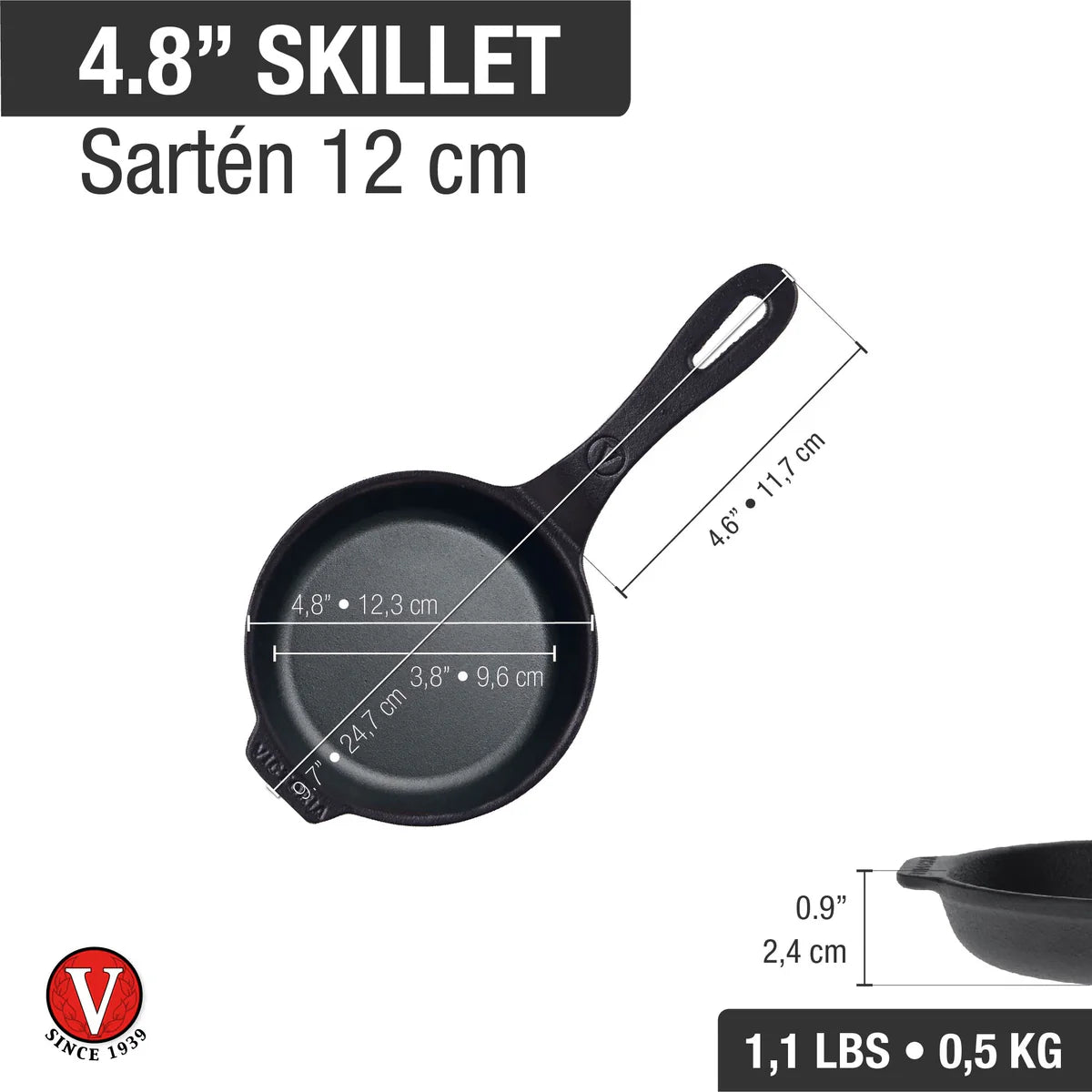 Victoria 4'' Mini Cast Iron Skillet Provoletera Barbecue grill online shopping
