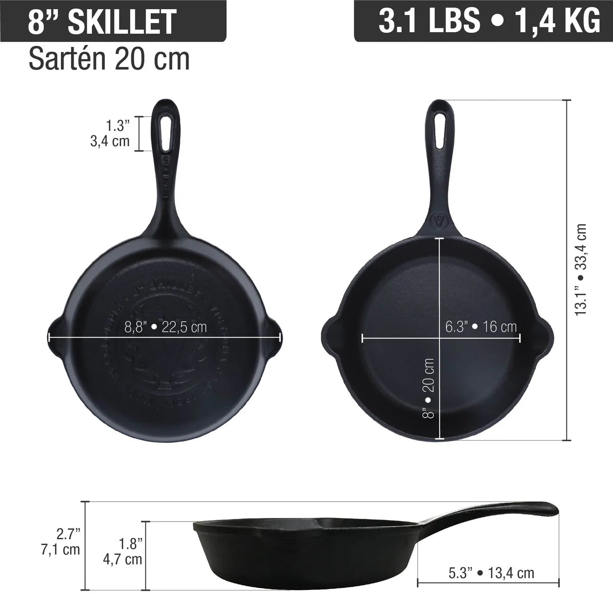 Victoria 8'' Cast Iron Skillet Barbecue grill online shopping