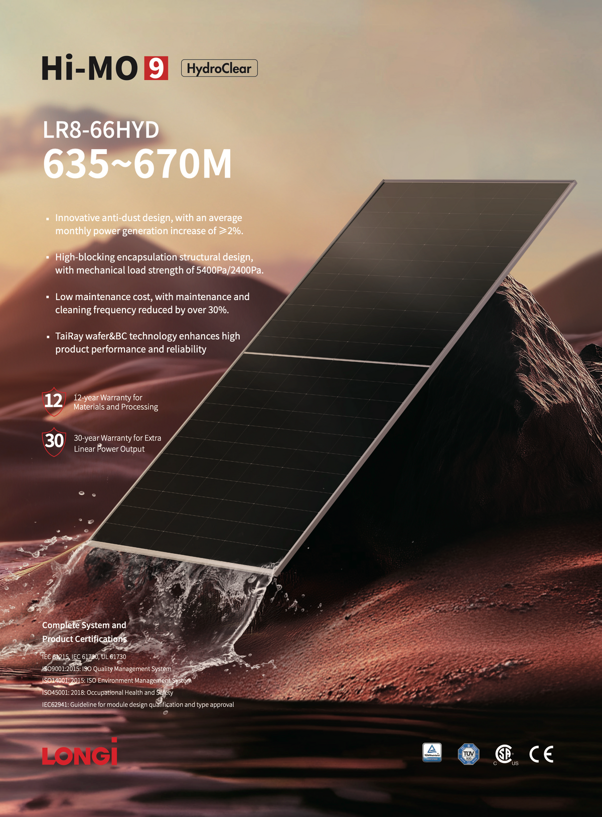 LONGi HI-MO9 Hydroclear Anti Dust 635-670M PV Module