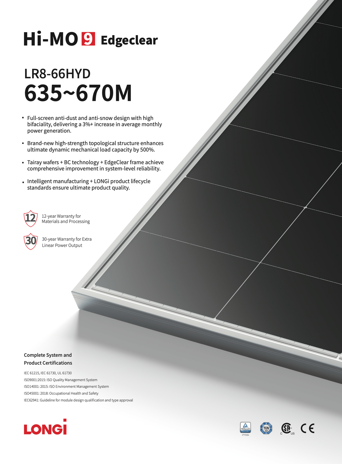 LONGi HI-MO9 Edgeclear Anti Dust Anti Snow 635-670M PV Module