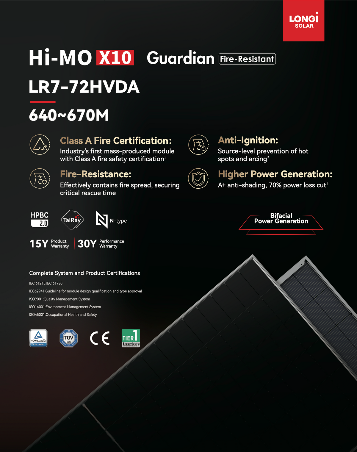 LONGi HI-MOX10 Guardian Fire Resistant 640-670M PV Module LR7-72HVDA