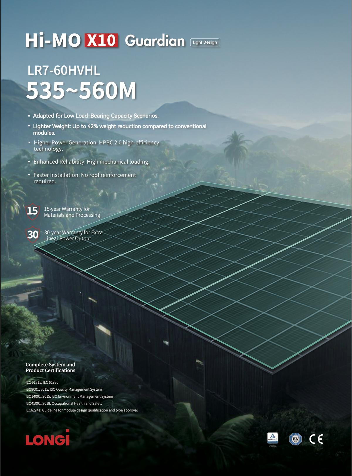 LONGi HI-MOX10 Guardian Light Design 535-560M PV Module LR7-60HVHL