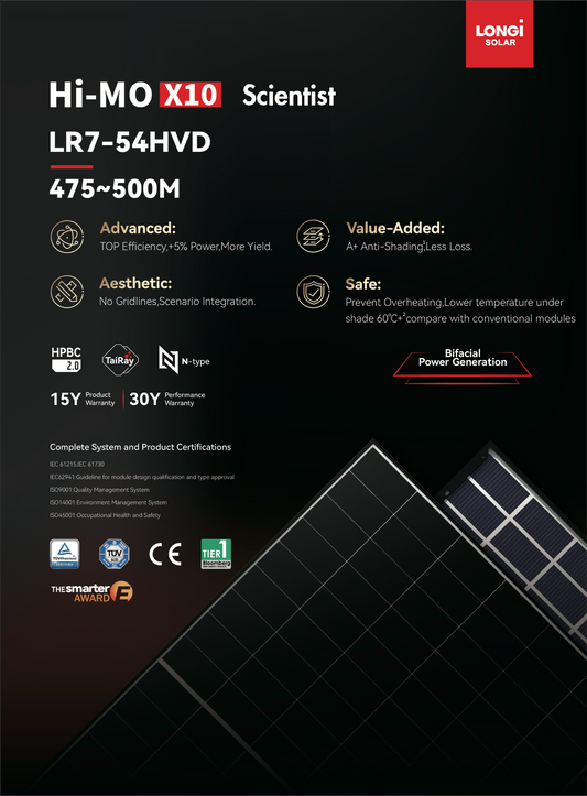 LONGi HI-MOX10 Scientist 475-500M PV Module LR7-54HVD