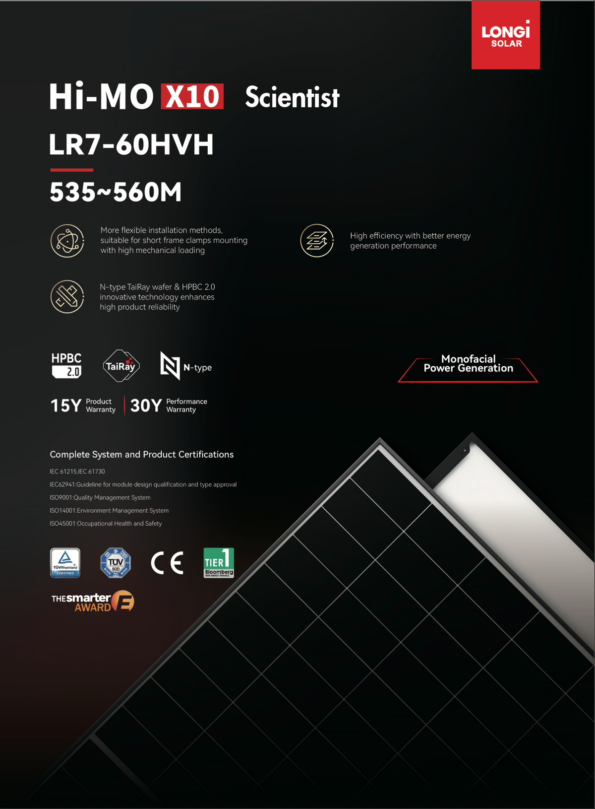 LONGi HI-MOX10 Scientist 535-560M PV Module LR7-60HVH