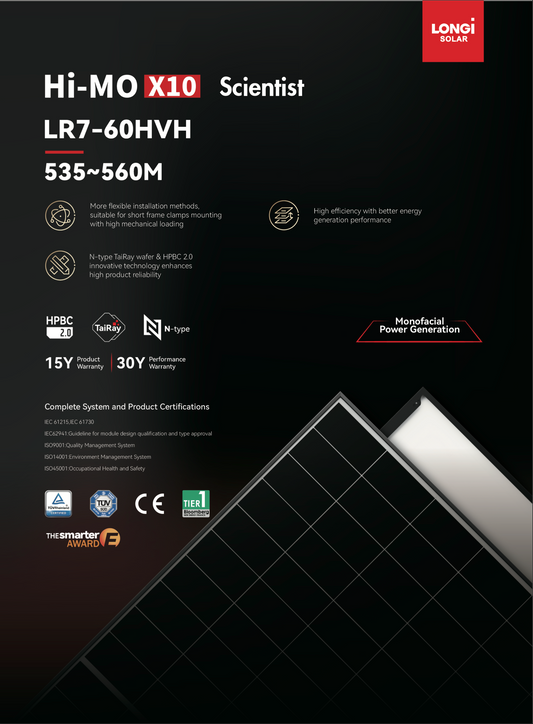 LONGi HI-MOX10 Scientist 535-560M PV Module LR7-60HVH