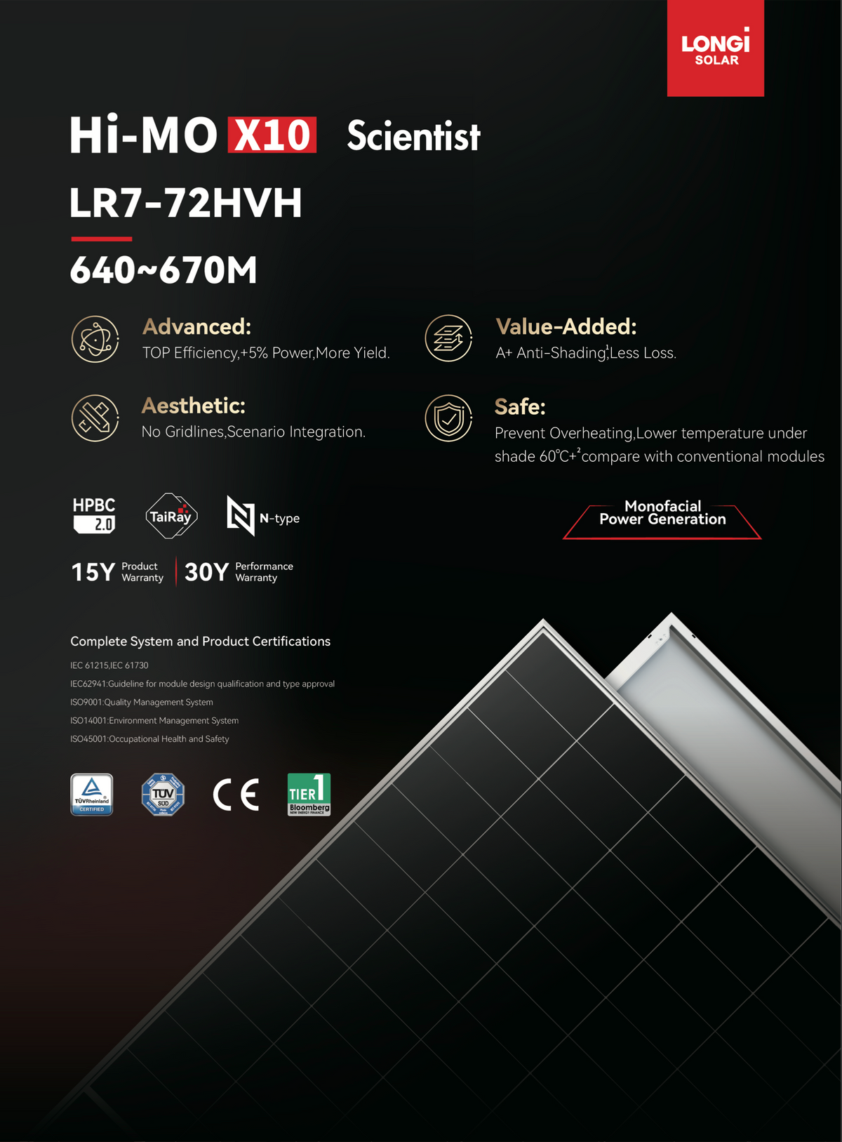 LONGi HI-MOX10 Scientist 475-500M PV Module LR7-54HVD solar energy online shopping