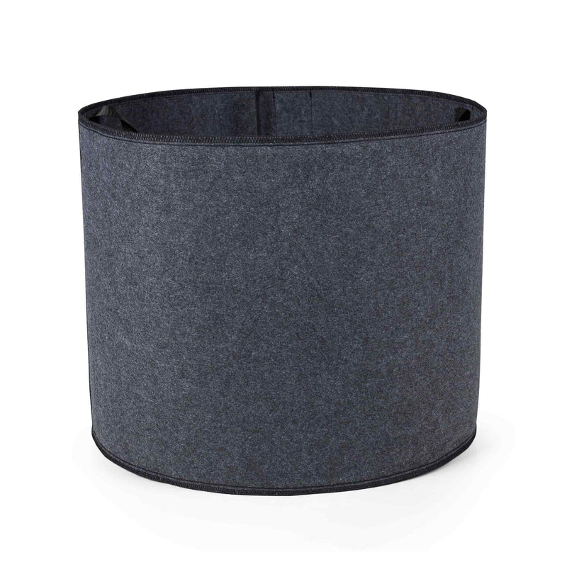 Felt plant grow bags with irrigation line holders.