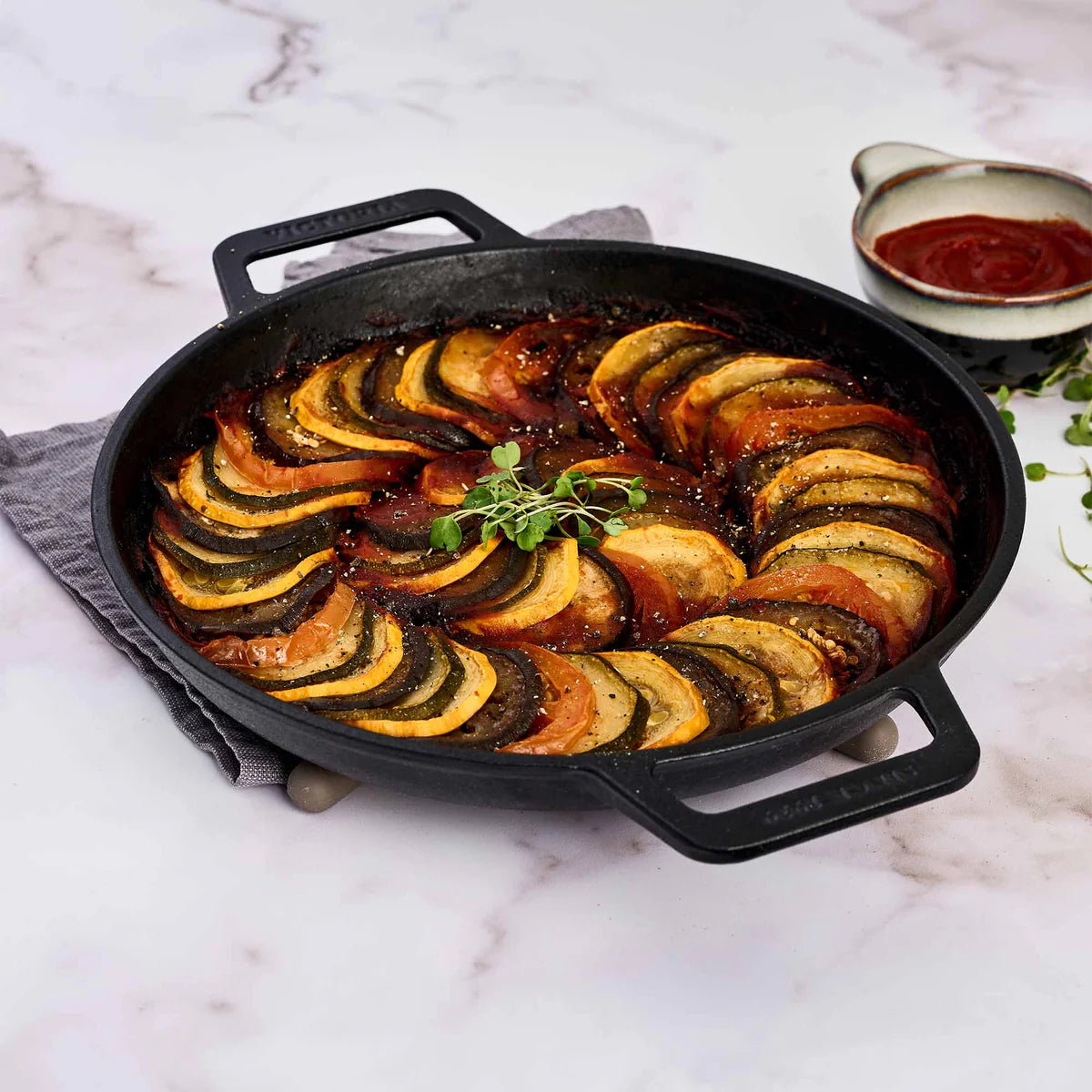 Victoria 10'' Cast Iron Round Skillet with Double Loop Handles Barbecue grill online shopping