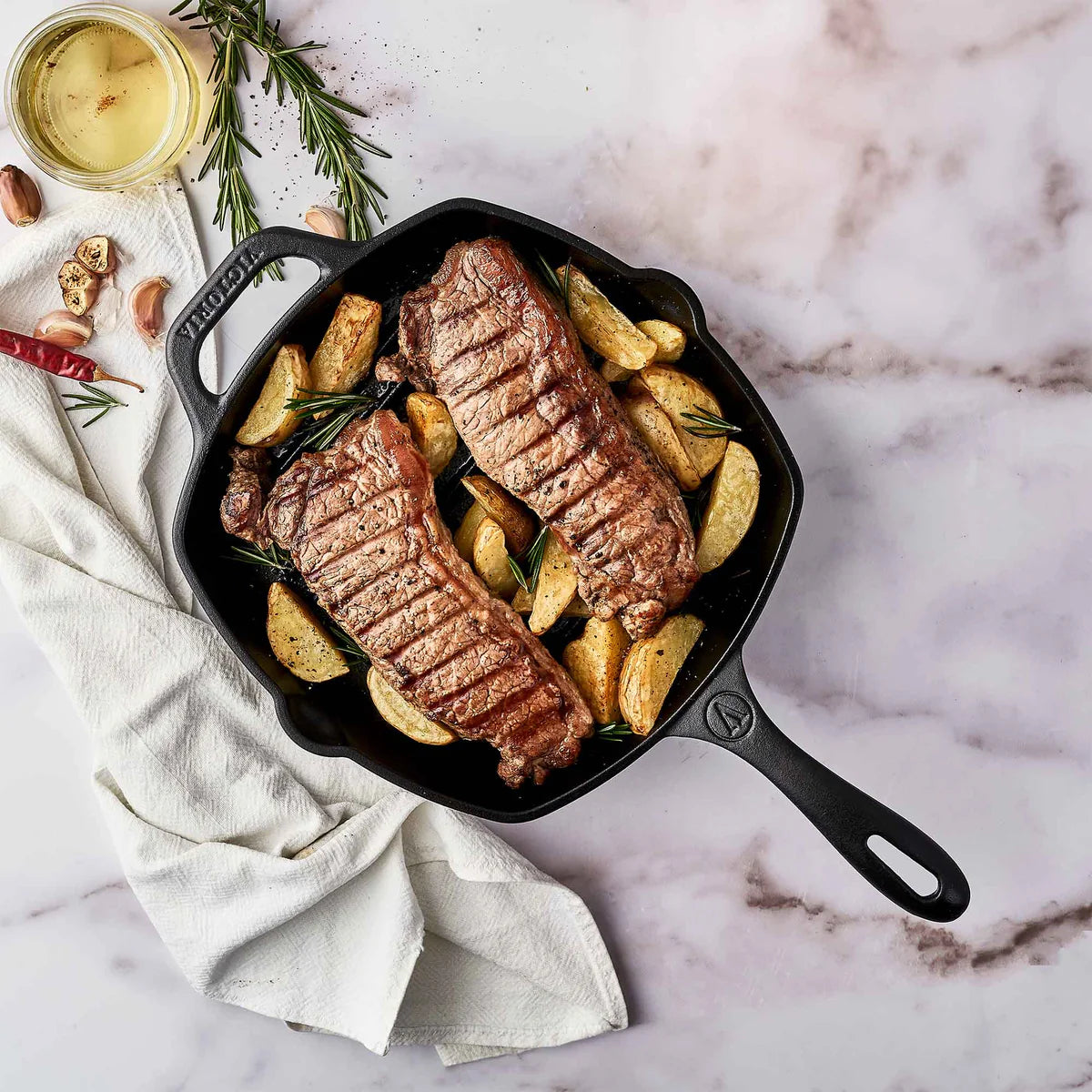 Victoria 10'' Cast Iron Square Grill Pan Barbecue grill online shopping
