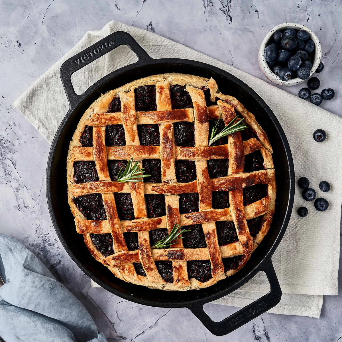 Victoria 10'' Cast Iron Round Skillet with Double Loop Handles Barbecue grill online shopping