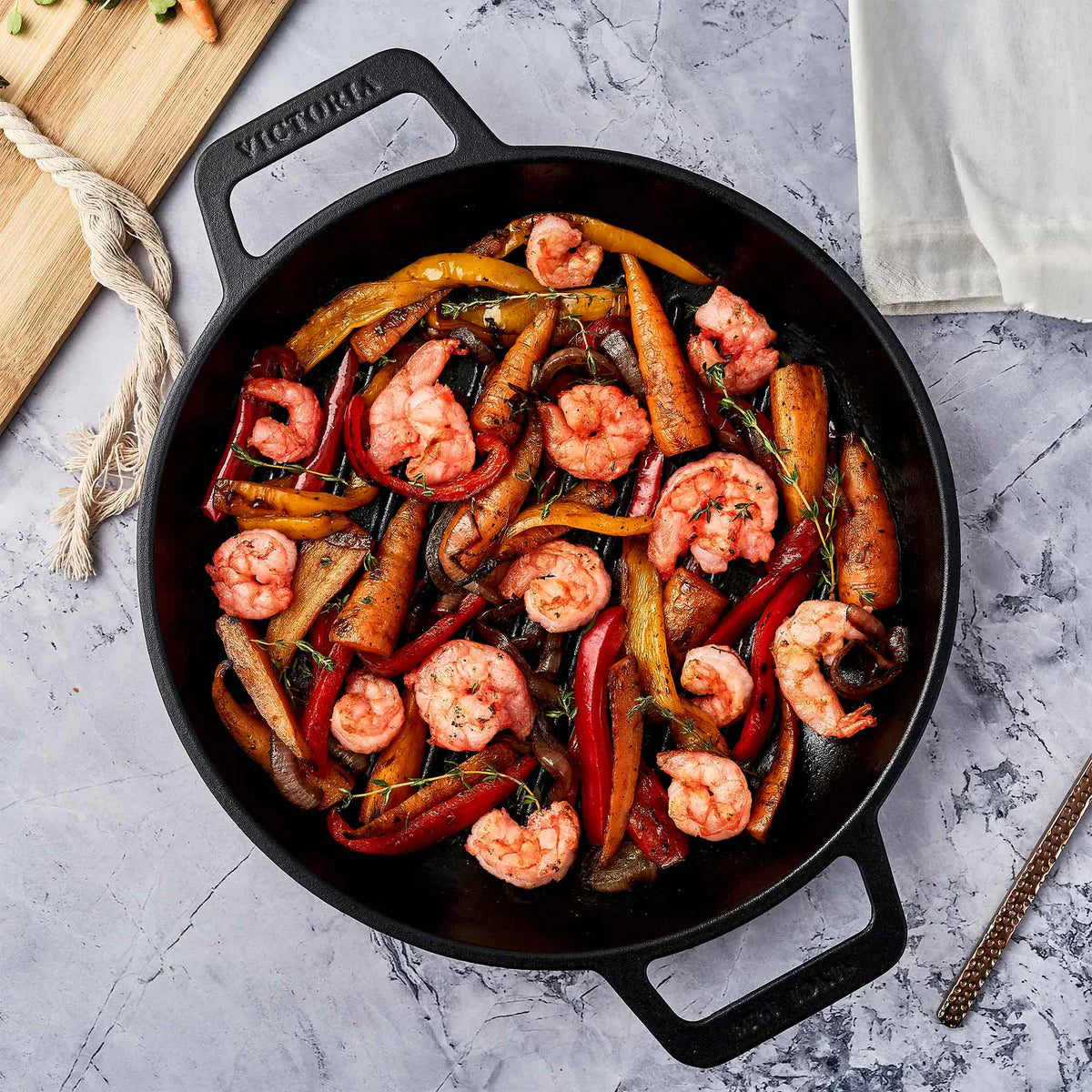 Victoria 10'' Cast Iron Round Grill Pan with Double Loop Handles Barbecue grill online shopping