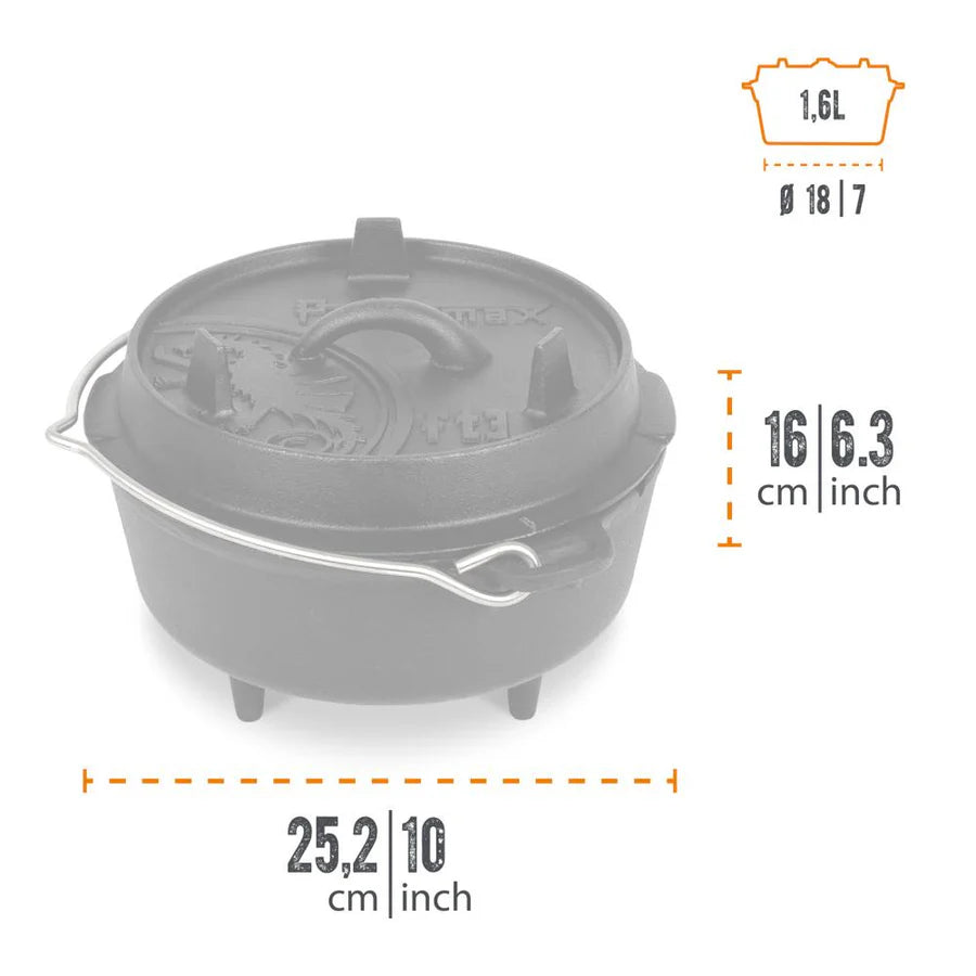 Petromax 1.6L Cast Iron Dutch Oven and 0.4L Lid Barbecue grill online shopping