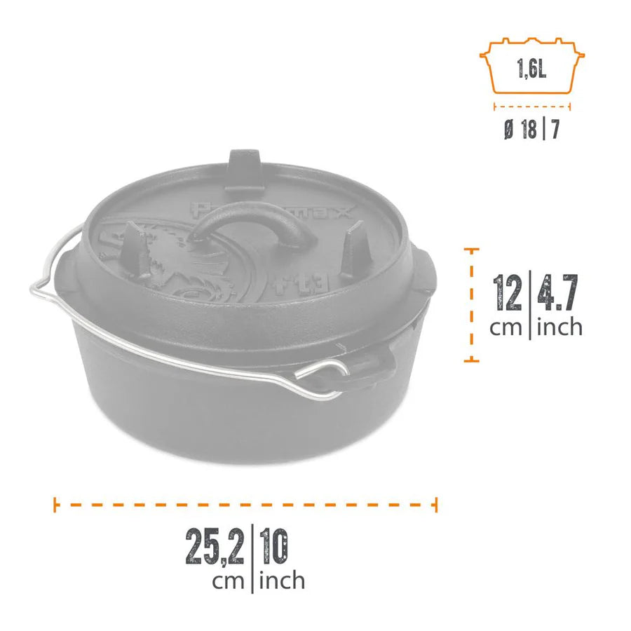 Petromax 1.6L Cast Iron Dutch Oven and 0.4L Lid Barbecue grill online shopping