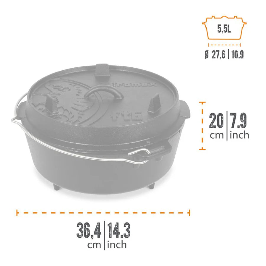 Petromax 5.5L Cast Iron Dutch Oven and 1.5L Lid Barbecue grill online shopping