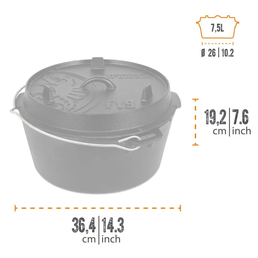 Petromax 7.5L Cast Iron Dutch Oven and 1.5L Lid Barbecue grill online shopping