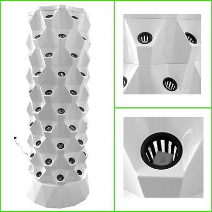 Lyine 80 Pot Vertical Growing Hydroponic Tower with Top to Bottom Flow Water Pump